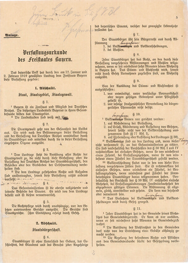 Verfassung des Freistaats Bayern von 1919