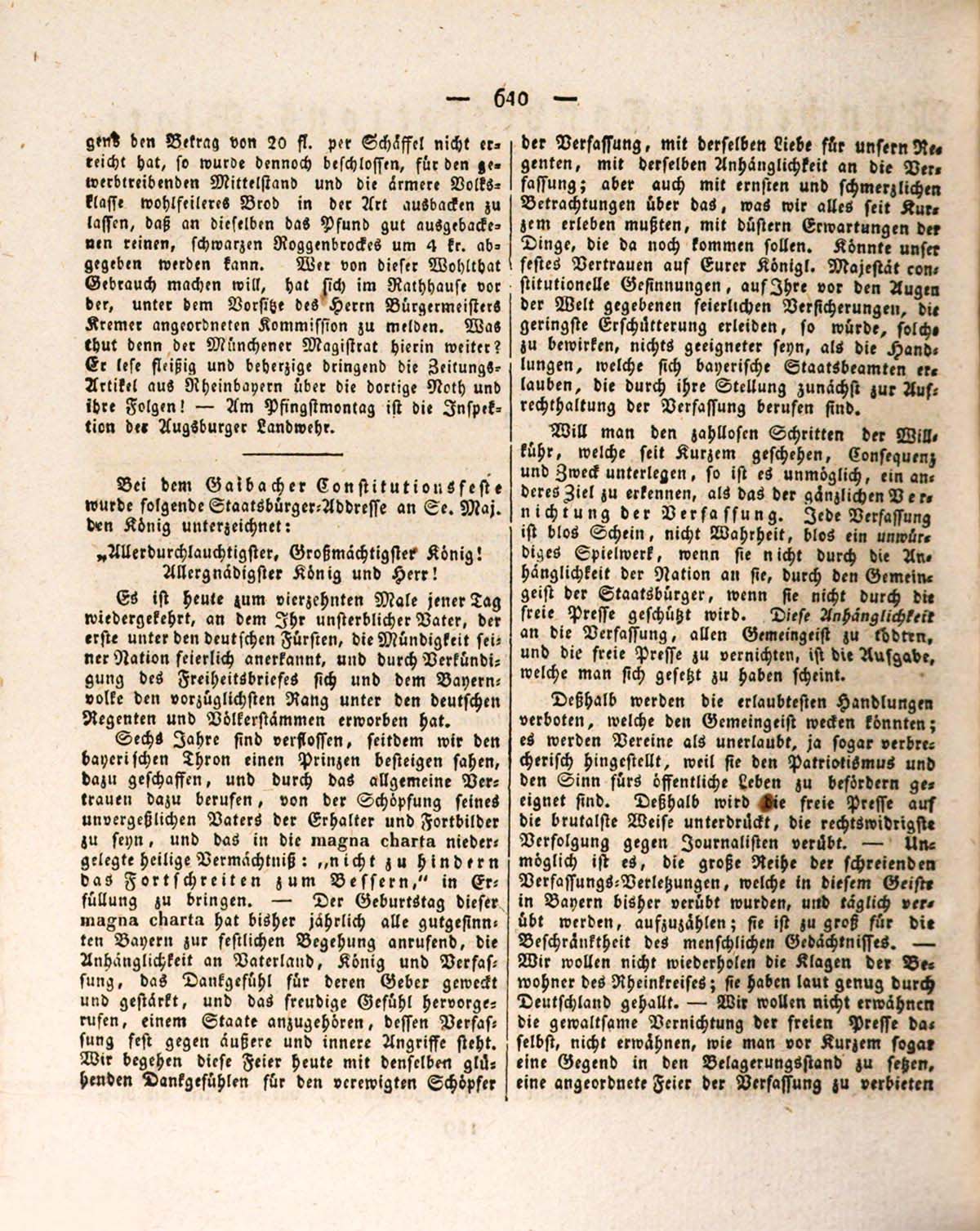 Münchener Conversations-Blatt, 7. Juni 1832. Klick öffnet das Faksimile.