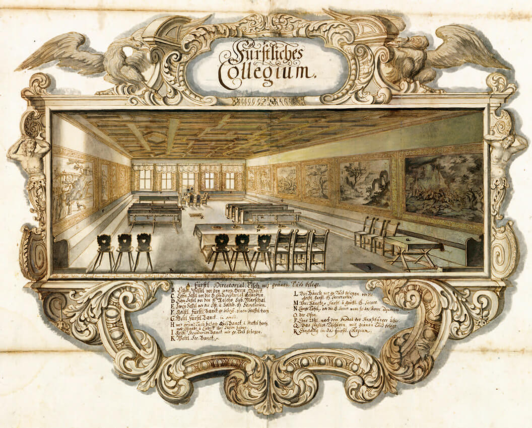 Innenansicht des Fürstlichen Kollegiums, 1722