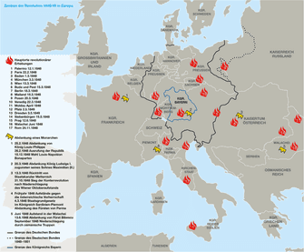 Zentren der Revolution 1848/49 in Europa