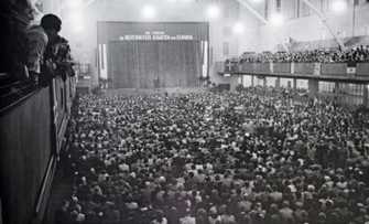 Der Vortrag von Eugen Kogon in der Passauer Nibelungenhalle während der Europäischen Wochen, 1952