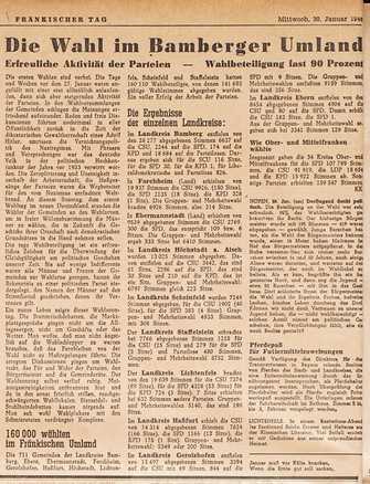 „Die Wahl im Bamberger Umland“, Fränkischer Tag, 30. Januar 1946