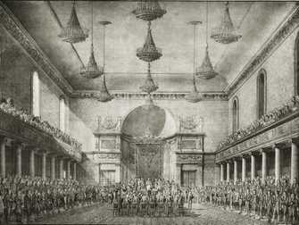 Eröffnung der ersten Ständeversammlung durch König Max I. Joseph am 4. Februar 1819 im Ständehaus