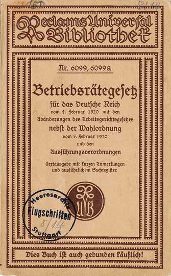 Betriebsrätegesetz vom 4. Februar 1920