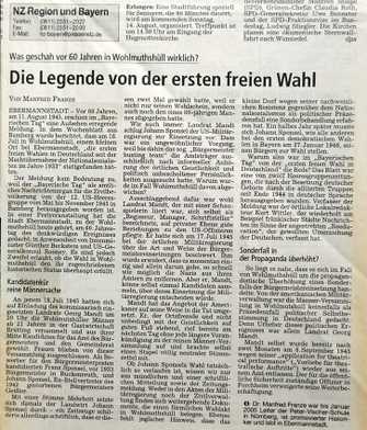 „Die Legende von der ersten freien Wahl“ von Manfred Franze, Nürnberger Zeitung, 11. August 2005