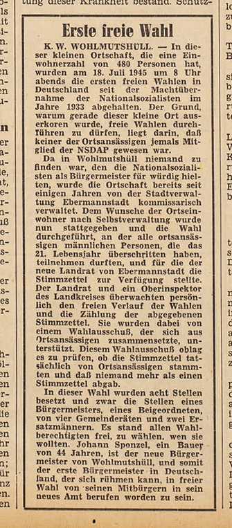 „Erste freie Wahl“, Bayerischer Tag, 11. August 1945