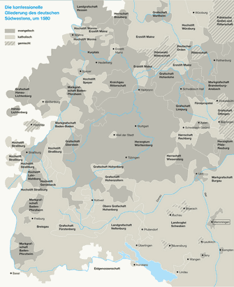 Die konfessionelle Gliederung des deutschen Südwestens um 1580