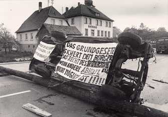 Blockade der Bundesstraße in Ermershausen, Mai 1978